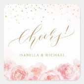 エレガント応援スクリプトの金ゴールドと赤面フローラの利点 スクエアシール (正面)