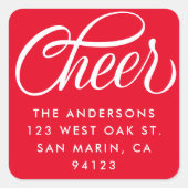 エレガント応援スクリプトクリスマス差出人住所赤 スクエアシール (正面)