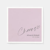 エレガント応援ハンドレタリング結婚薄紫 スタンダードカクテルナプキン (正面)