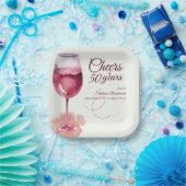 エレガント応援モダン赤ワイン50th誕生日パーティー ペーパープレート (パーティー)