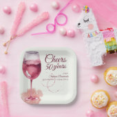 エレガント応援モダン赤ワイン50th誕生日パーティー ペーパープレート (パーティー)