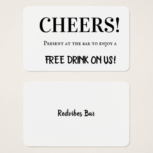 エレガント応援企業の編集可能フリー飲料チケット (正面&裏面)