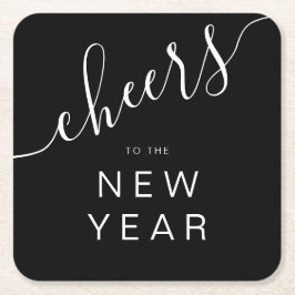 エレガント応援新年のパーティー スクエアペーパーコースター