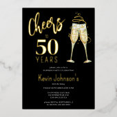 エレガント応援50歳50歳の誕生日パーティー 箔招待状 (正面)