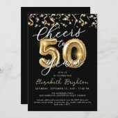 エレガント応援～50年スクリプトバルーン紙吹雪 招待状 (正面/裏面)