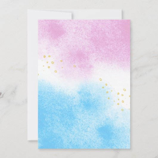 エレガント性別の表示シンプルスクリプトの水色 招待状 (裏面)