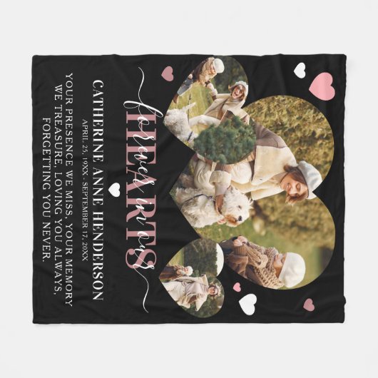 エレガント悔やみや弔慰引用文ハート記念館 フリースブランケット (正面(横))