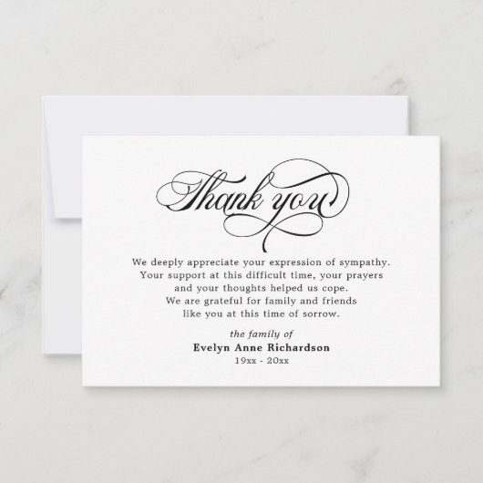 エレガント悔やみや弔慰確認スクリプトありがとう サンキューカード (正面)