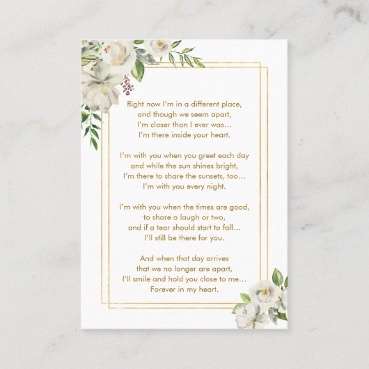 エレガント悔やみや弔慰葬儀記念祈りの言葉カード 名刺 (裏面)