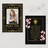 エレガント悔やみや弔慰記念写真祈りの言葉カード 名刺 (正面/裏面)