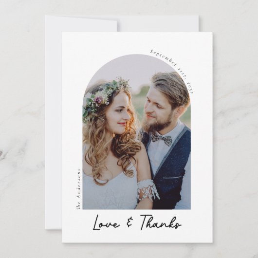エレガント愛感謝してい写真結婚の サンキューカード (正面)