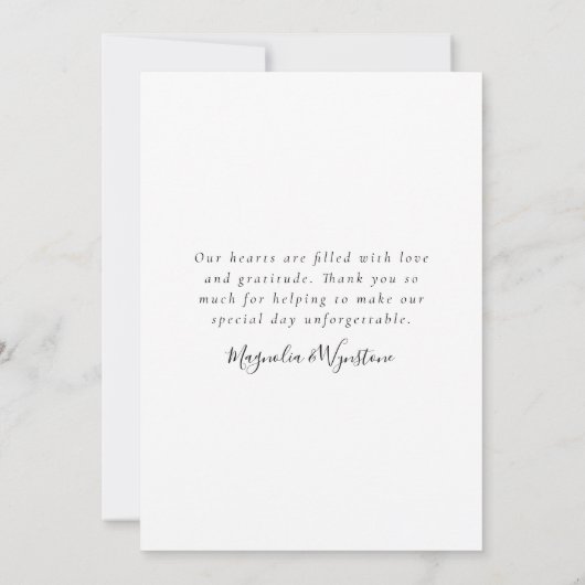 エレガント愛感謝してい写真結婚の サンキューカード (裏面)