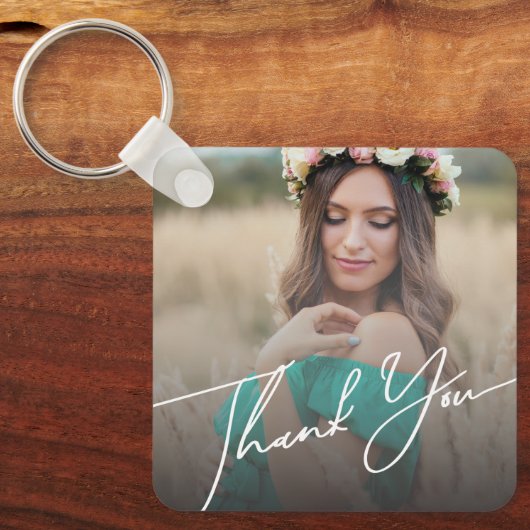エレガント感謝していはシャワー2枚の写真モダン キーホルダー (正面)