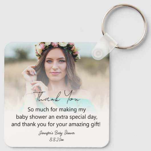エレガント感謝していはシャワー2枚の写真モダン キーホルダー (裏面)