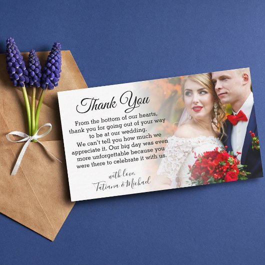 エレガント感謝していクラシックの結婚式の日の写真の色あせた ノートカード