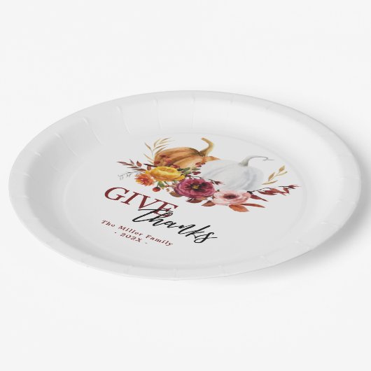 エレガント感謝していフローラ与えパプチャ ペーパープレート (アングル)