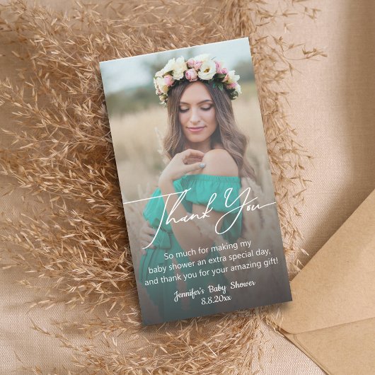 エレガント感謝していミニマル赤ちゃんシャワーの暗い写真 ノートカード