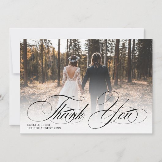 エレガント感謝してい白黒結婚2 サンキューカード (正面)