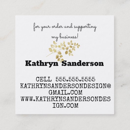 エレガント感謝してい白 スクエア名刺 (裏面)