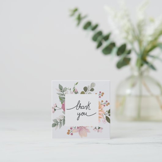 エレガント感謝してい白 スクエア名刺 (スタンド正面)