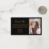 エレガント感謝してい金ゴールド卒業写真ブラック ノートカード (正面/裏面インサイチュ)