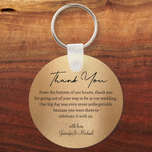 エレガント感謝してい金ゴールド結婚メタリック キーホルダー (裏面)