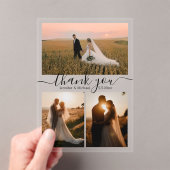 エレガント感謝してい3枚結婚の写真 アクリル招待状 (インサイチュ (ポータブル))