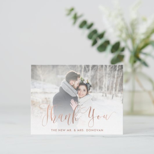 エレガント感謝してい | のフェイク写真を含むバラ結婚金ゴールド ポストカード (スタンド正面)