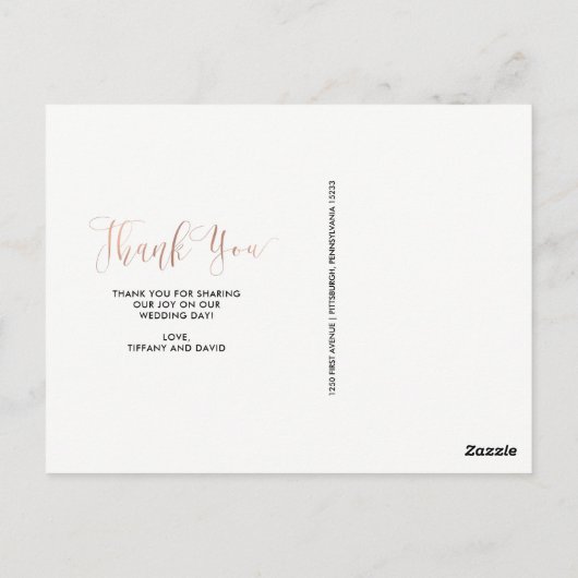 エレガント感謝してい | のフェイク写真を含むバラ結婚金ゴールド ポストカード (裏面)