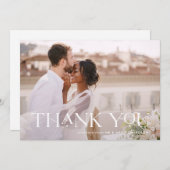 エレガント感謝してい | 1枚の写結婚真 サンキューカード (正面/裏面)