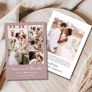 エレガント感謝していMauve Photo Collageの結婚s サンキューカード