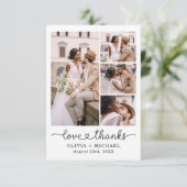 エレガント感謝していScript Five Photo Collage's 結婚. サンキューカード (スタンド正面)