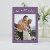 エレガント感謝していScript Mauve 2写真結婚s サンキューカード (スタンド正面)