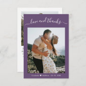 エレガント感謝していScript Mauve 2写真結婚s サンキューカード (正面/裏面)