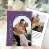 エレガント感謝していScript Mauve 2 Photo Arch's 結婚. サンキューカード
