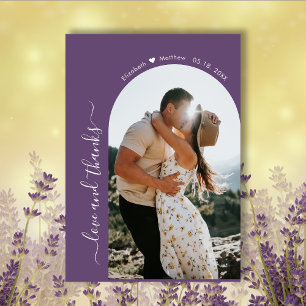エレガント感謝していScript Mauve 2 Photo Arch's 結婚. サンキューカード