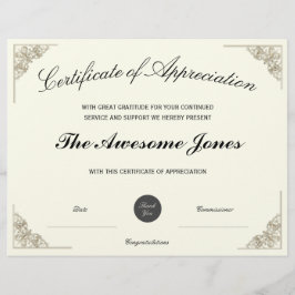 エレガント感謝の証カスタム明書