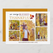エレガント感謝祭の家族の写真コラージュ シーズンカード (正面/裏面)