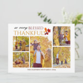 エレガント感謝祭の家族の写真コラージュ シーズンカード (スタンド正面)