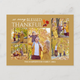 エレガント感謝祭の家族の写真コラージュ シーズンポストカード