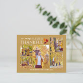 エレガント感謝祭の家族の写真コラージュ シーズンポストカード (スタンド正面)