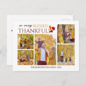 エレガント感謝祭の家族の写真コラージュ シーズンポストカード (正面/裏面)