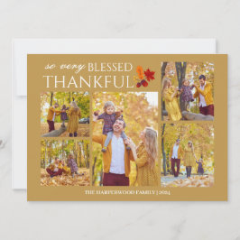 エレガント感謝祭の家族の写真コラージュH シーズンカード