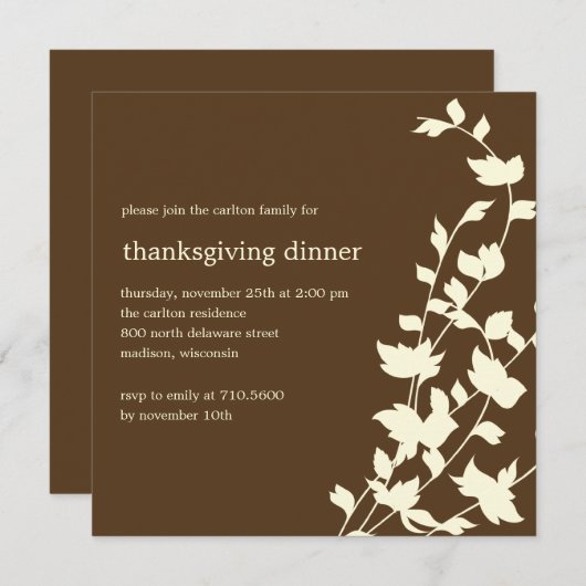 エレガント感謝葉祭/秋パーティの招待状 招待状 (正面/裏面)