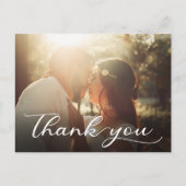 エレガント手モダン書結婚きのお礼 ポストカード (正面)