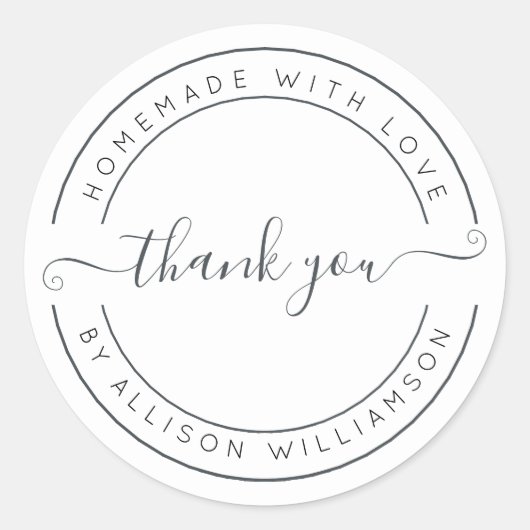 エレガント手作りラヴ白黒ありがとう ラウンドシール (正面)