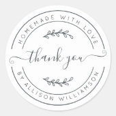 エレガント手作りラヴ白黒ありがとう ラウンドシール (正面)