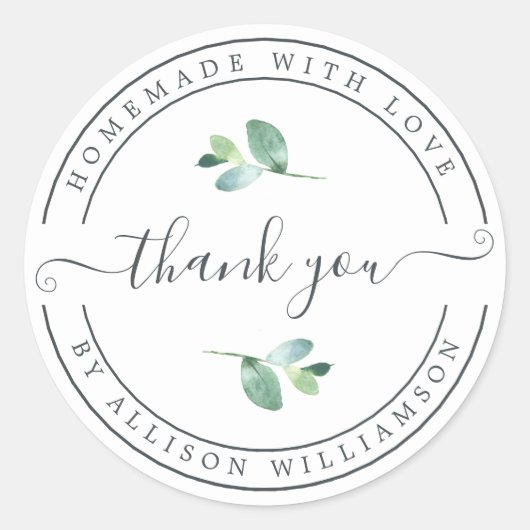 エレガント手作りラヴ白黒ありがとう ラウンドシール (正面)