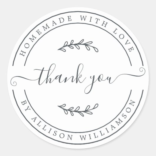 エレガント手作りラヴ白黒ありがとう ラウンドシール (正面)