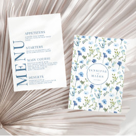 エレガント手引きブルーフローラのメ結婚ニュー・カード エンクロージャーカード